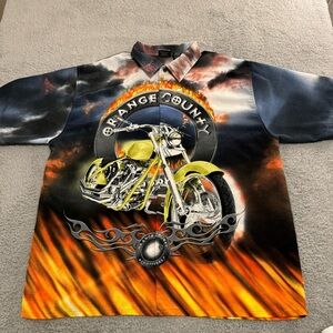 Orange County Choppers‎ Shirt Men’s Xl Button AOP Ship Motocycle Y2K Baggy